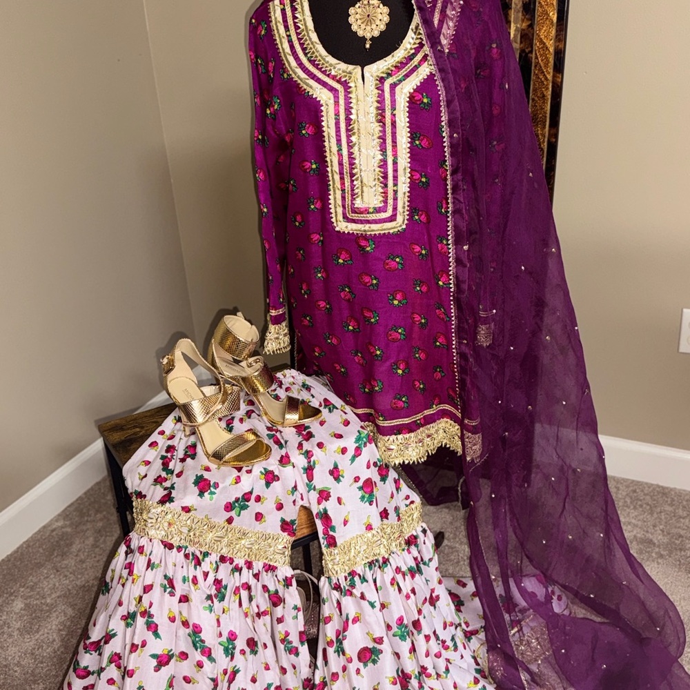 Elegant Purple and Gold Kids Costume